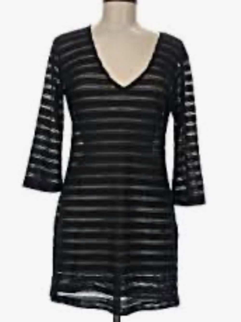 Portocruz Women’s Black Sheer Stripe Cover-Up Size Medium